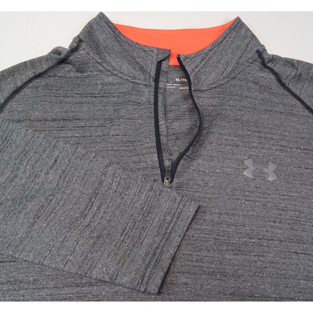 Under Armour Shirt Mens XL Gray Golf HeatGear Quarter Zip Pullover Long Sleeve